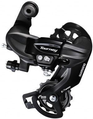 Achterderailleur 6/7-speed Shimano Tourney TY300 - directe montage (D-Type) - Zwart