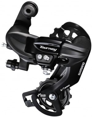 Achterderailleur 6/7-speed Shimano Tourney TY300 - directe montage D-Type (werkplaatsverpakking) - Zwart