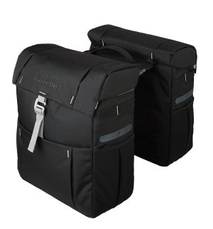 Dubbele fietstas Gazelle met MIK adapter - zwart/olijf