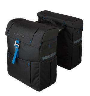 Dubbele fietstas Gazelle met MIK adapter - black/spark blue