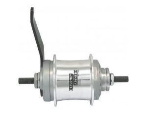 Versnellingsnaaf Sturmey Archer S2C Duomatic 2-speed terugtrapremnaaf - 36 gaats - zilver
