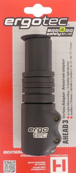 Stuurpen verlenger Ergotec Ahead 3 - 1-1/8" AL6061 T6 - zwart gezandstraald